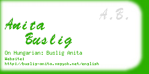 anita buslig business card